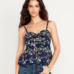 Old Navy Navy Floral Cropped Tank Top